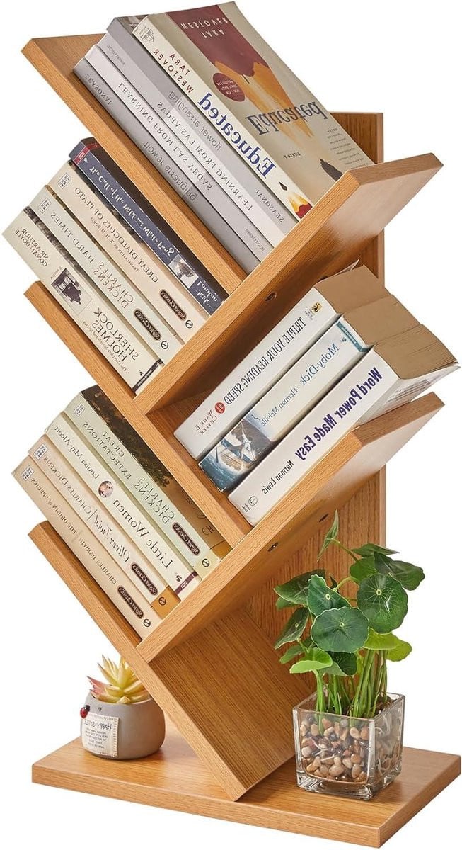 Merkloze Boekenplank Boom - 4-Laags Houten Opbergkast in Houtkleur