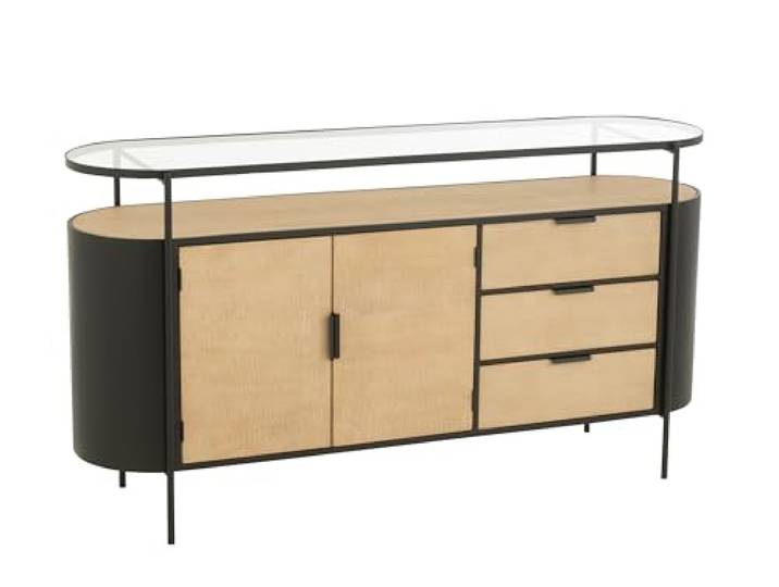 J-line Schrank Ovy - Eisen - Natur/Schwarz