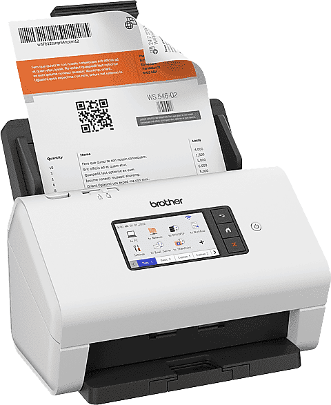Escáner - Brother ADS4900W, 600 x ppp, 60 ppm, Wi-Fi, Hasta 120 páginas, Táctil, Negro y blanco