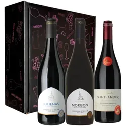 Wein Geschenkset - Beaujolais - Les Clochers du Beaujolais - Vignerons de Bel Air  - 3 Fl. - 2.25L
