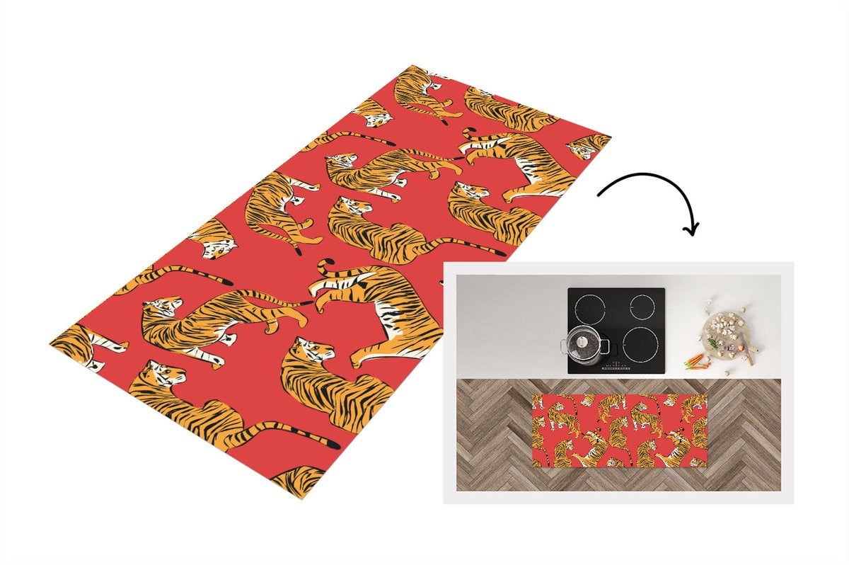 KitchenYeah Keukenloper Jungle Animal Patroon Vinyl B/D: 120 x 50 cm