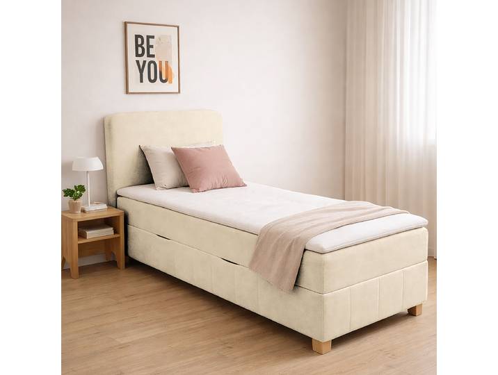 Boxspringbett mit Bettkasten 120 x 200cm Samt Tris Beige