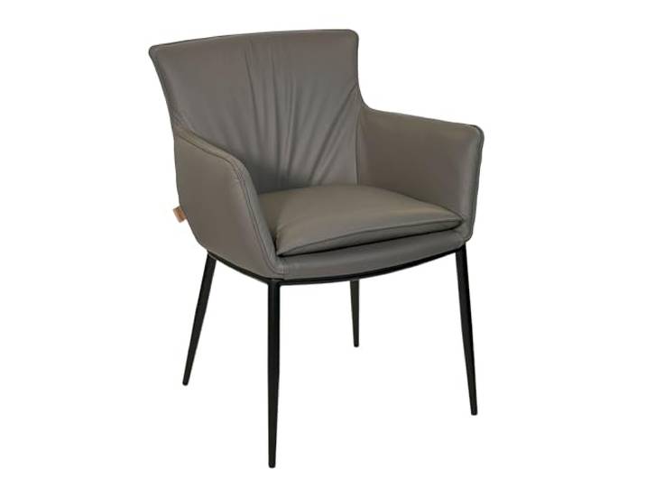 SIX Lusso Echtleder Armlehnstuhl - Hochwertiges Rindsleder, belastbar bis 150 kg, ergonomisch, stabil, ideal für Esszimmer, Büro, Konferenzraum - in Schwarz, Grau, Braun