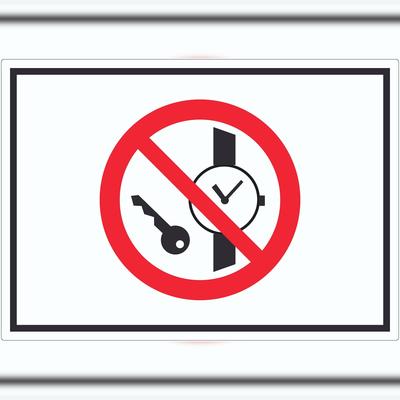 HB-Druck Mitführen von Metallteilen und Uhren verboten Symbol Aufkleber A2 (420x594mm)