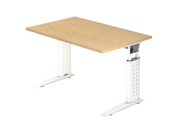 UNDA 12 W Schreibtisch 120 x 80 höhenverstellbar Ahorn/Weiß