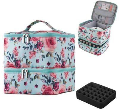 Unbranded Double-Layer Nail Polish Organizer Bag, Holds 27 Bottles, Nail Tools & Dryer Storage Case with Adjustable Dividers