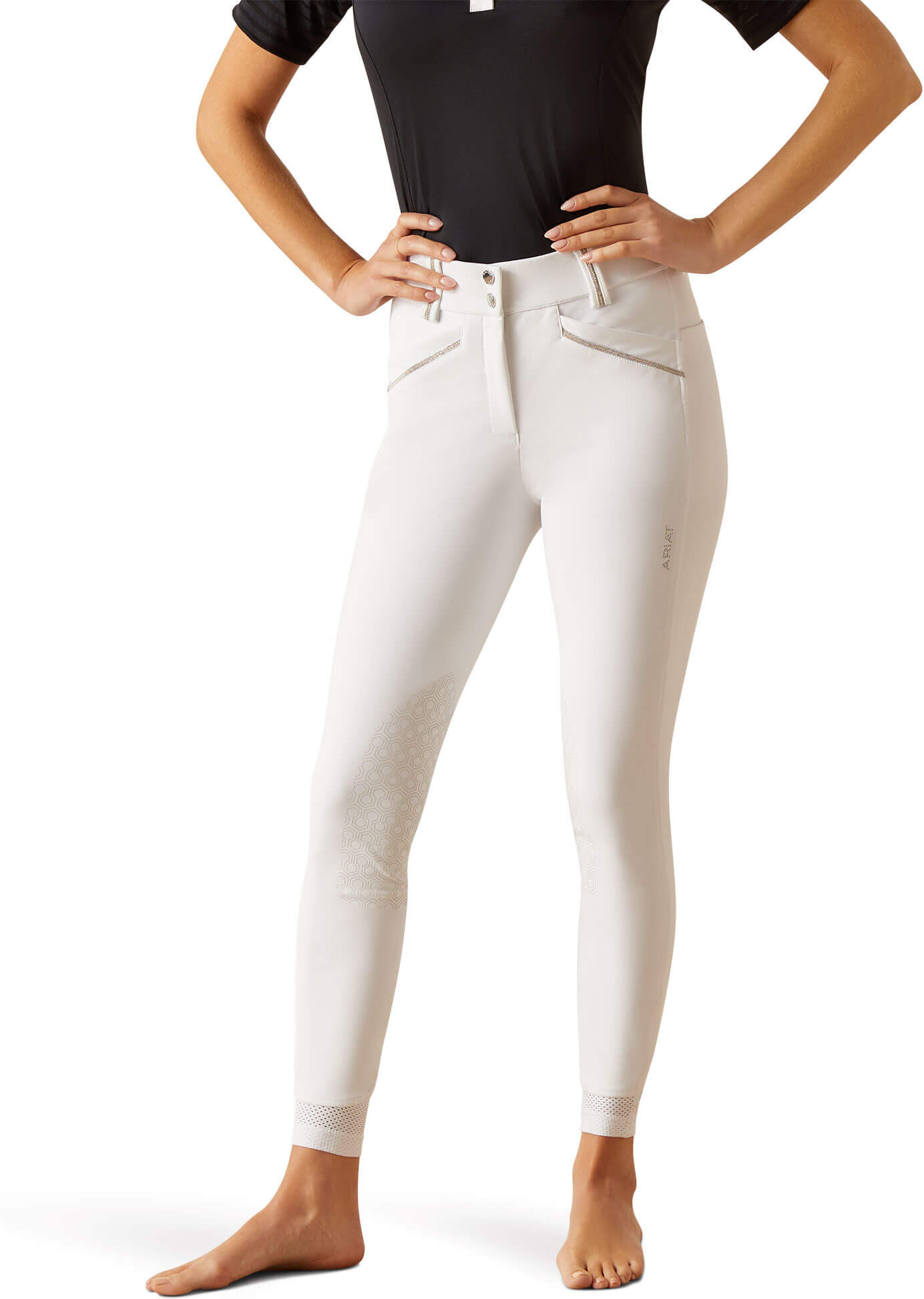 Women's Tri Factor Grace Knee Patch Breech in White, Size: 32 Regular by Ariat