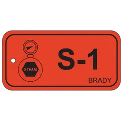 Brady, Sicherheitskennzeichnung, B-7527, Polypropylen Schild, Energy Source Tag - Steam/Dampf, 75 x 38mm, Schwarz auf Orange
