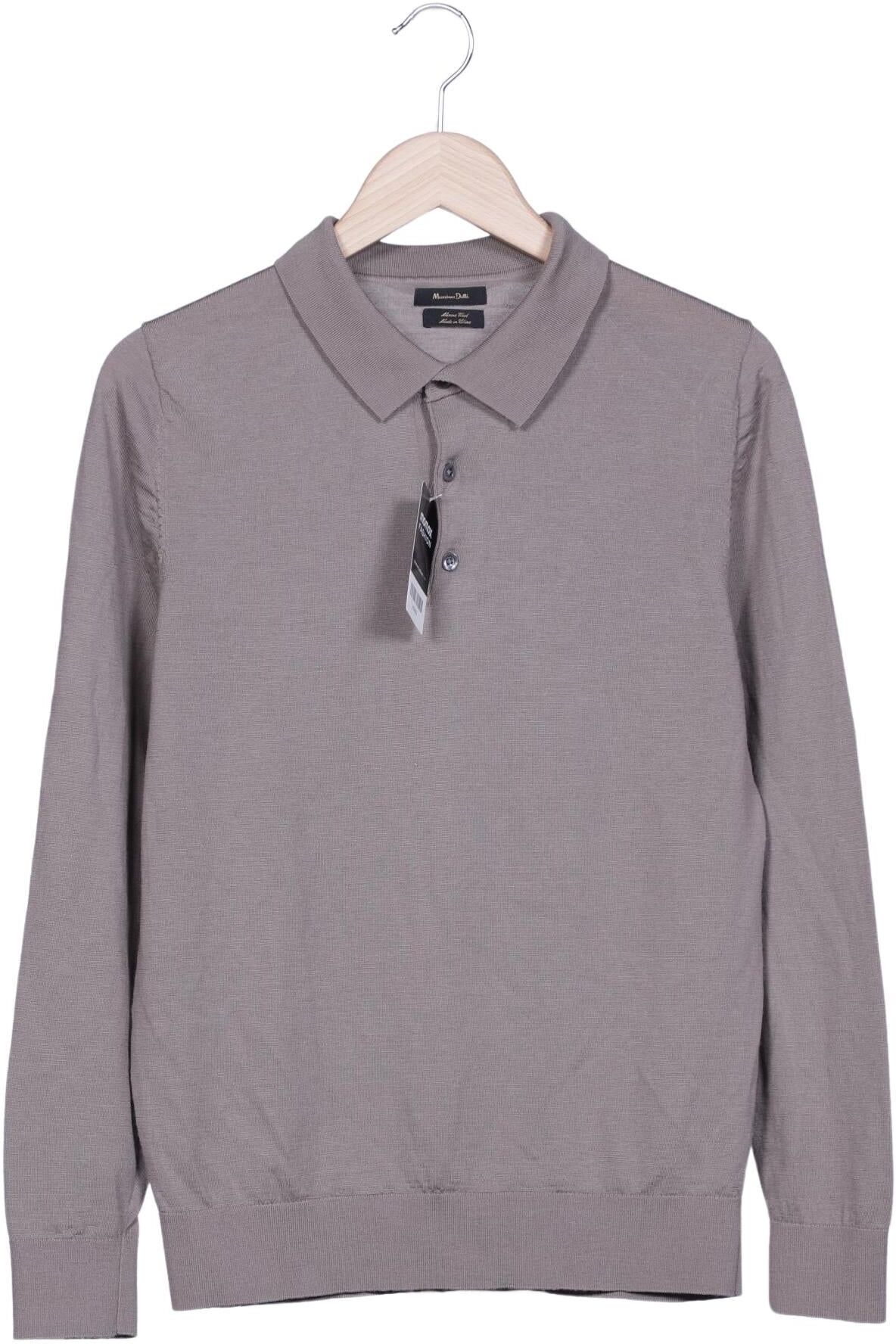 Massimo Dutti Herren Poloshirt, Grau, Gr. M, Wolle - Second Hand