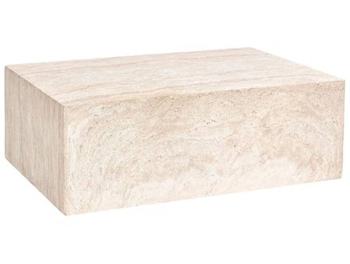 Beliani Couchtisch Travertinoptik Steinoptik modernes Design beige rechteckig Nobres