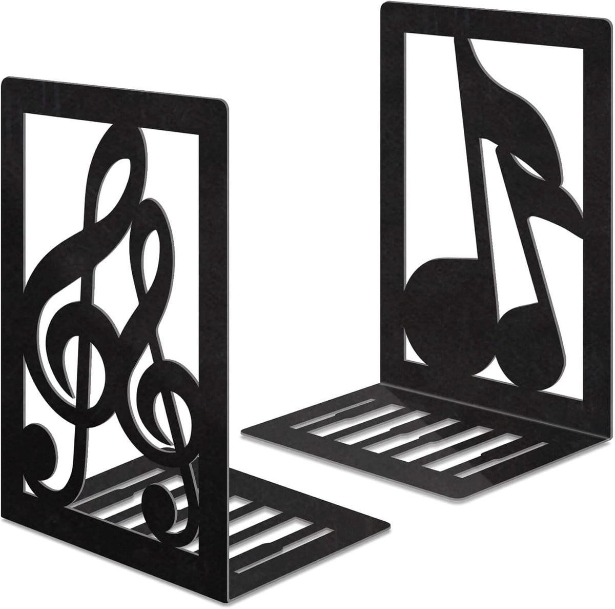 Decoratieve metalen boekensteunen met muzieknoten en antislipfunctie