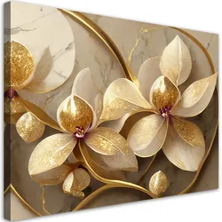 LEINWANDBILD Gold Glamour Blumen 120x80cm