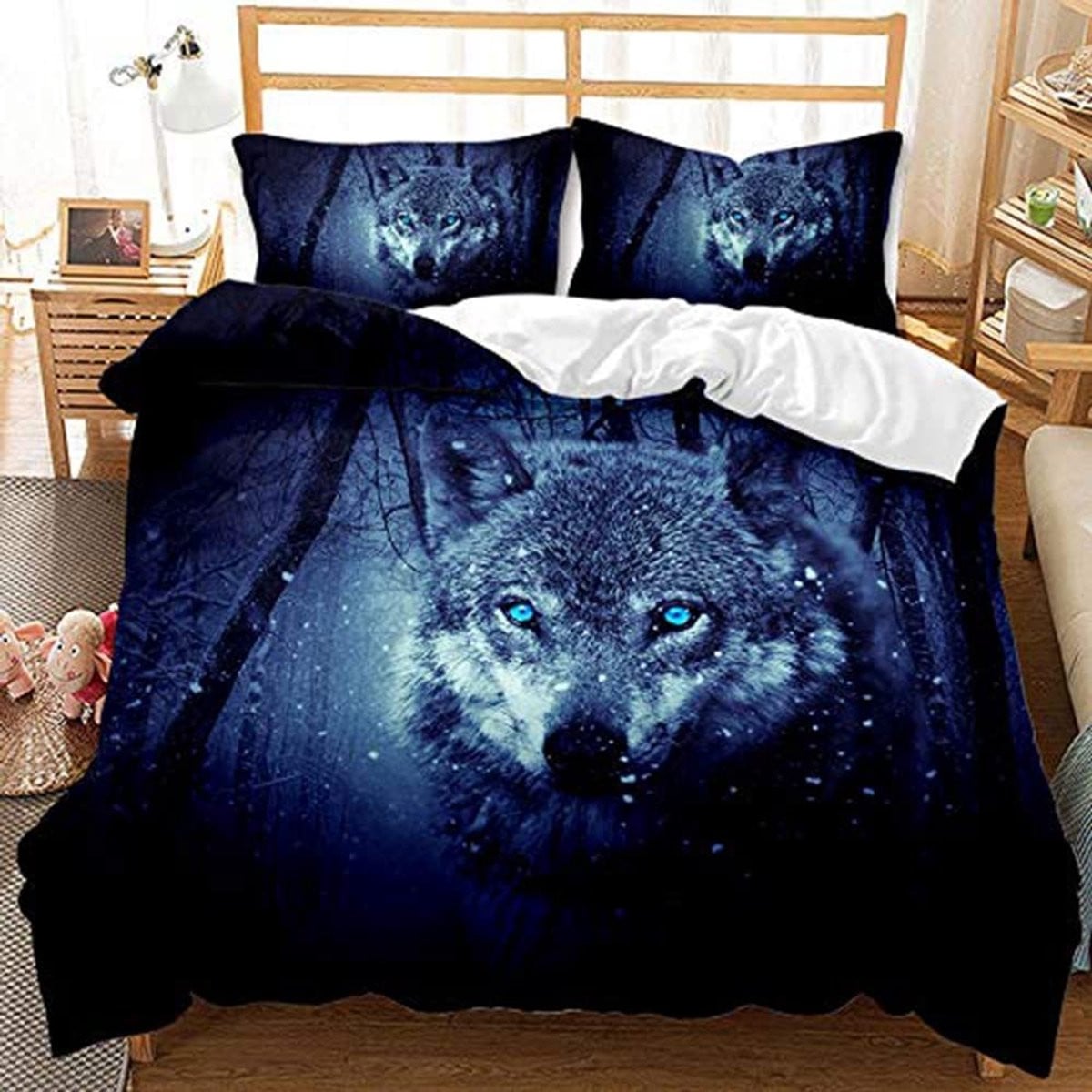 Solidchoice 3D Wolf Dekbedovertrek Set voor volwassenen, 135 x 200 cm
