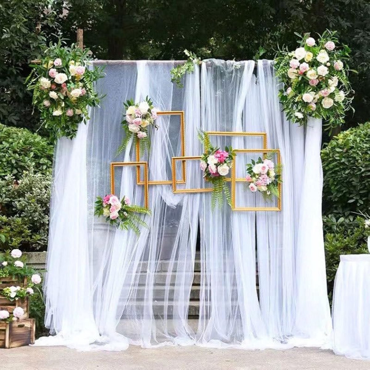 Witte transparante tule stof voor bruiloft en decoratie, 300 x 160 cm