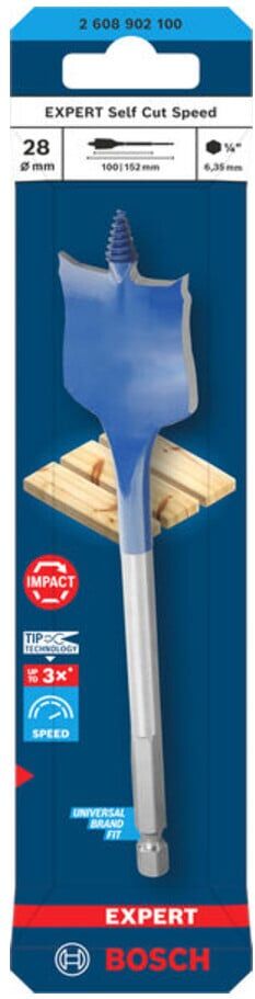 Bosch EXPERT Self Cut Speed Flachfräsbohrer, 28 x 152 mm (2608902100)