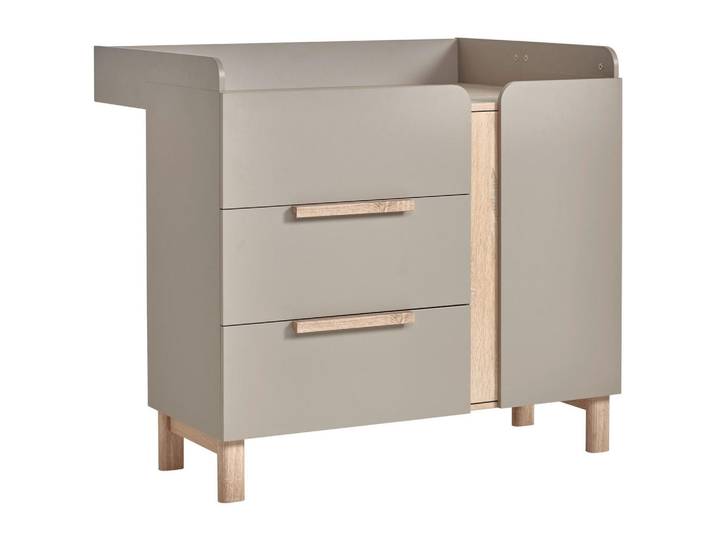 Jimmylee Wickelkommode Nomi, Taupe, Sonoma Eiche, Holz, Eiche, 1 Fächer, 3 Schublade(n) Schubladen, 110x94x102 cm, DIN EN ISO 9001, Babymöbel, Wickelkommoden & Zubehör, Wickelkommoden