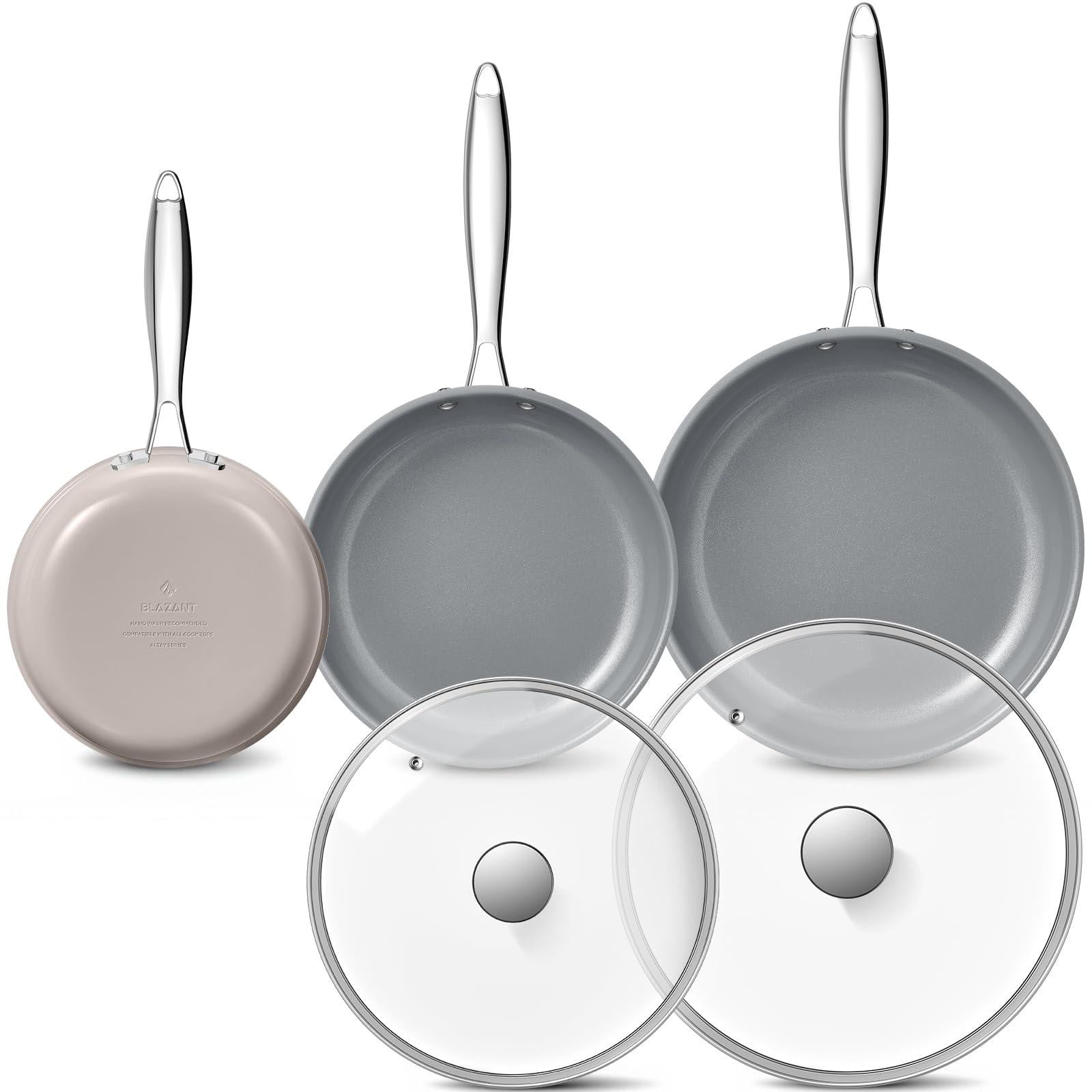Dripio 5-delige inductiekookpan-set met antiaanbaklaag, PTFE-vrij, grijs