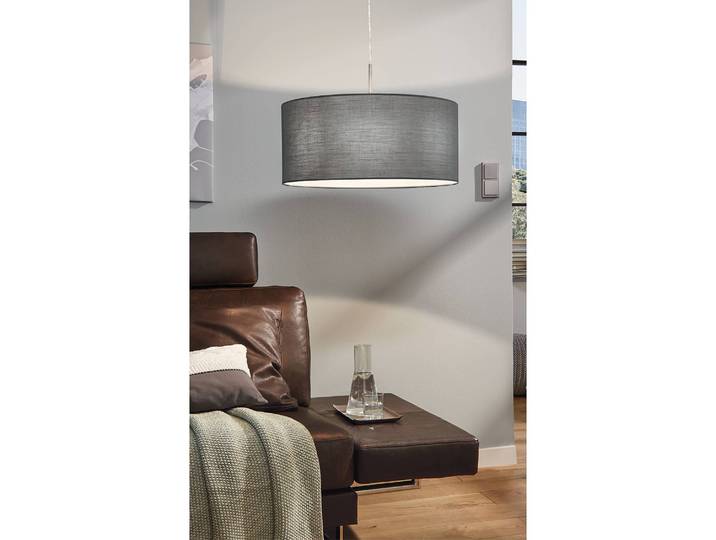 Suspension III 53cm Gris/Gris Tissu mélangé E27