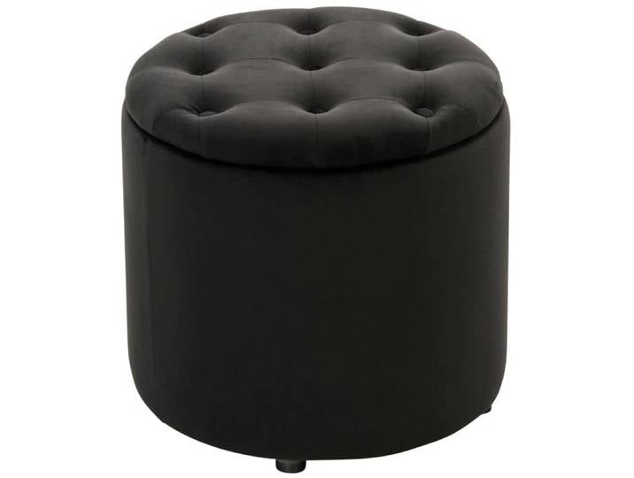 Pouf tabouret coffre - Décoshop26 - Tissu velours noir - 42 cm - 44 cm - Rangement intégré
