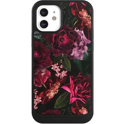 Nivocase Hülle für Apple iPhone 12 Handyhülle NIVOcore Case Schwarz Blumen Blüte Rose (Apple iPhone 12), Smartphone Hülle, Schwarz