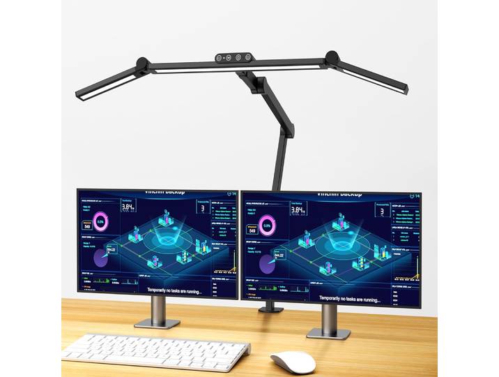 Lampe de bureau LED avec pince, lampe de table LED d'architecte ultra lumineuse 24W pour le bureau à domicile avec éclairage d'ambiance, gradation automatique