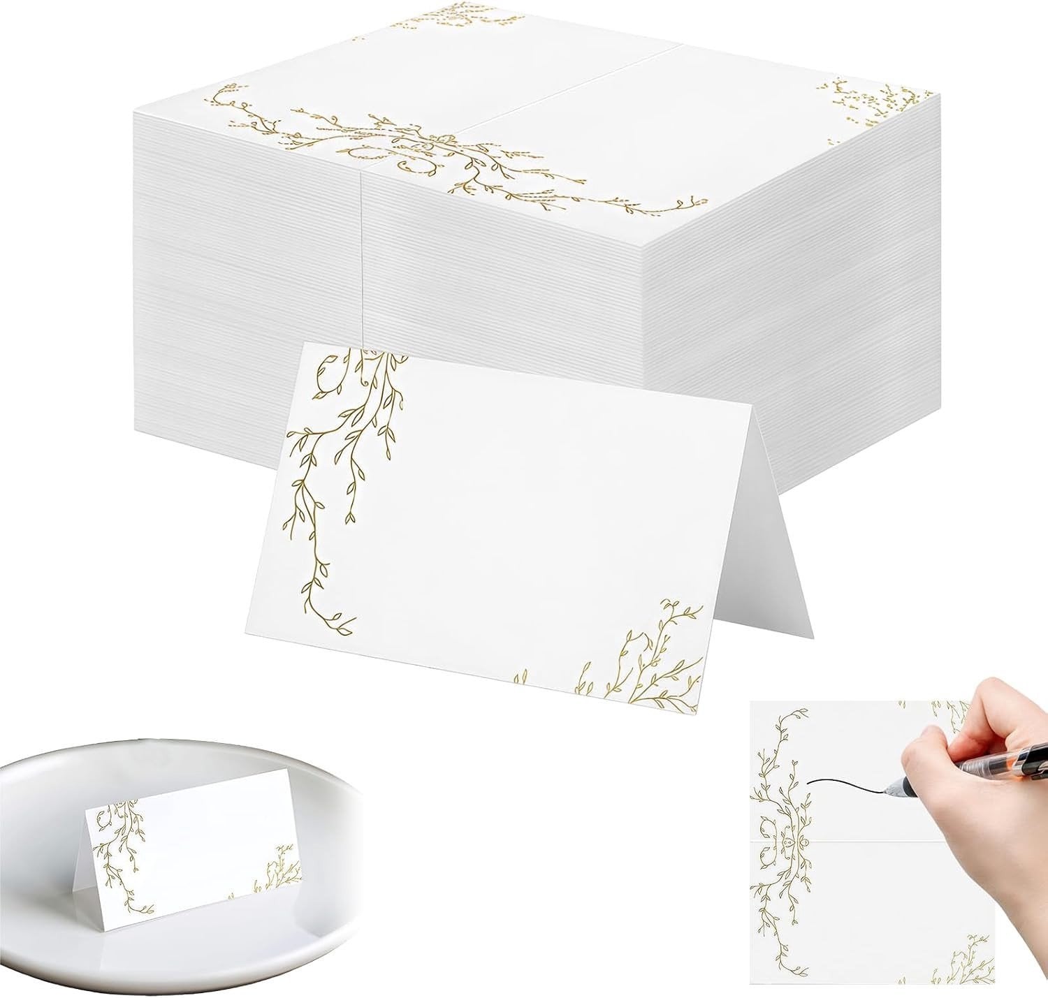 50 Stuks Lege Naamkaartjes met Bloemdesign voor Bruiloften en Evenementen