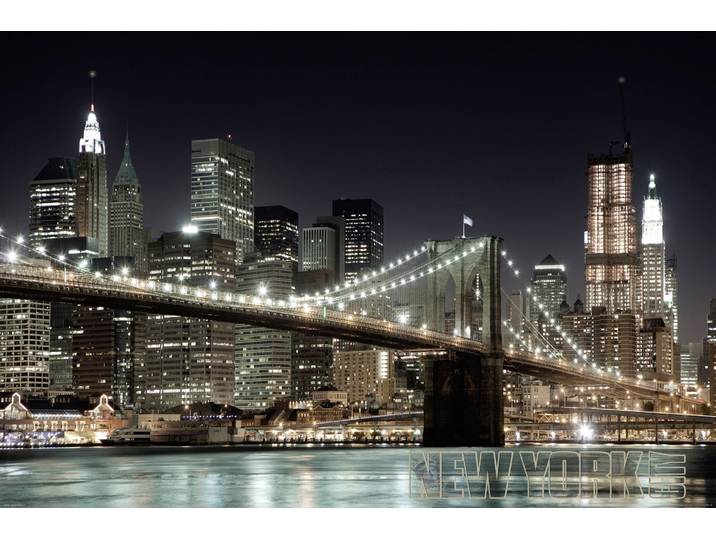 Fototapete PAPERMOON Manhatten Bridge , bunt, B:4m L:2,6m, Vlies, Tapeten, Fototapete