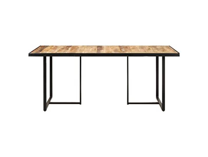 KGHERMDF Esstisch 160 cm Massives Mangoholz Industrieller Stil, Pulverbeschichtete Eisenbeine, Robust, Einzigartige Holzmaserung
