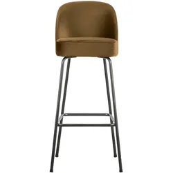 Barhocker Vogue aus Samt, modernes Design, honiggelb, gepolstert, Metallgestell