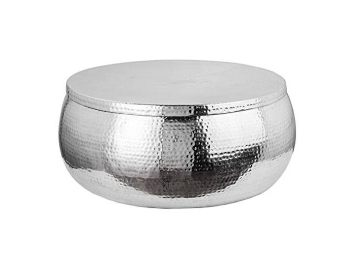Couchtisch ORIENT STORAGE 70cm - silber - Metall - handgefertigt robust Montiert, Stauraum, als Beistelltisch nutzbar, hochwertig, Ablagefläche, für Sofa, Hammerschlag Optik