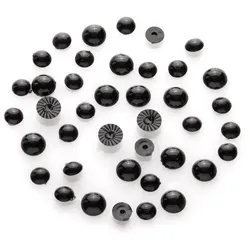 Halbperlen Tieraugen, schwarz, 4 + 5 mm, 40 Stück