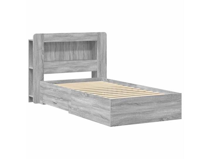 SKTQYQO Sonoma Bettgestell, Grau, 80 x 200 cm Engineered Holz, Kopfteil inklusive, modernes Design, einfache Montage