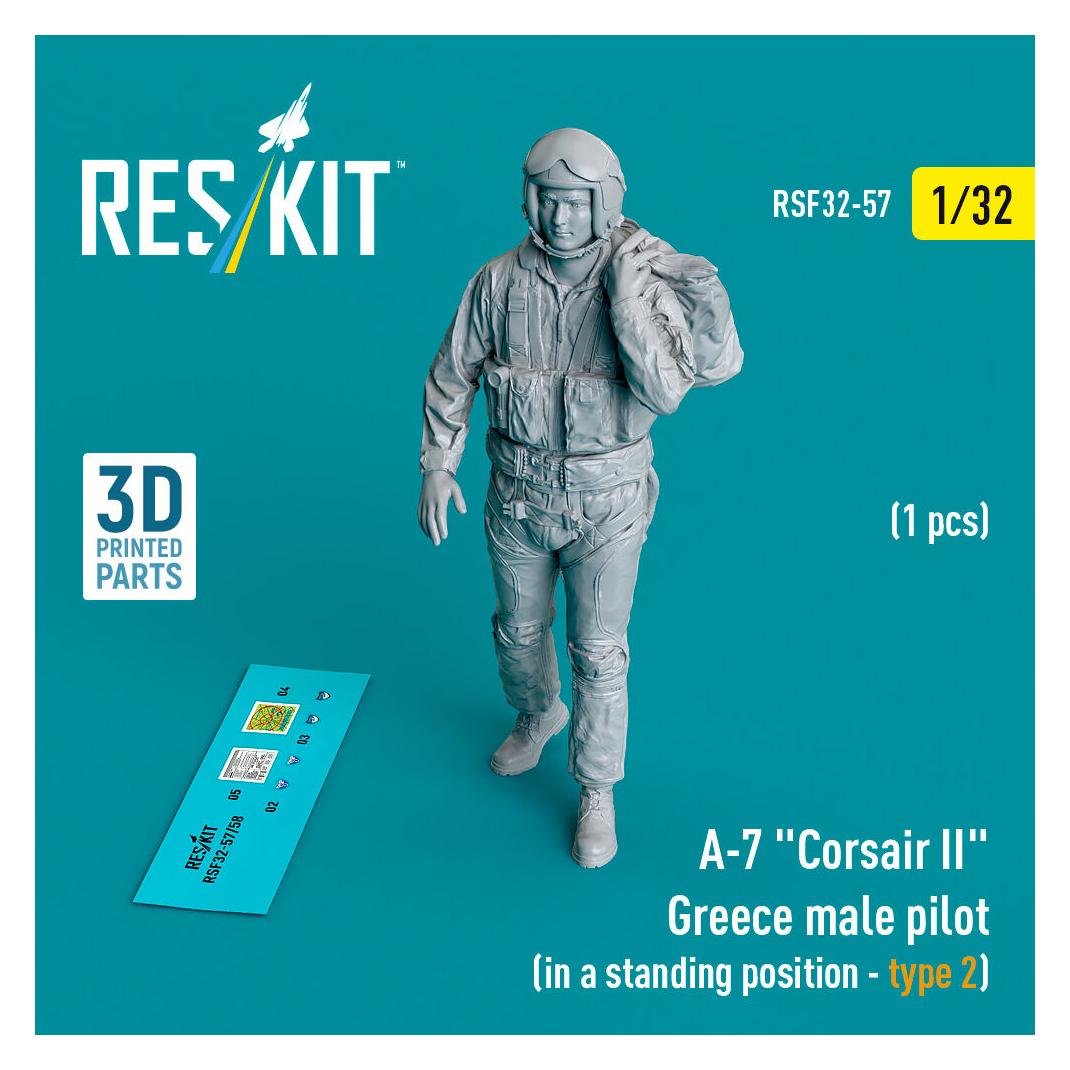 ResKit A-7 Corsair II Greece male pilot (in a standing position - type 2) (1 pcs) (3D Printed) (RSF32-0057)