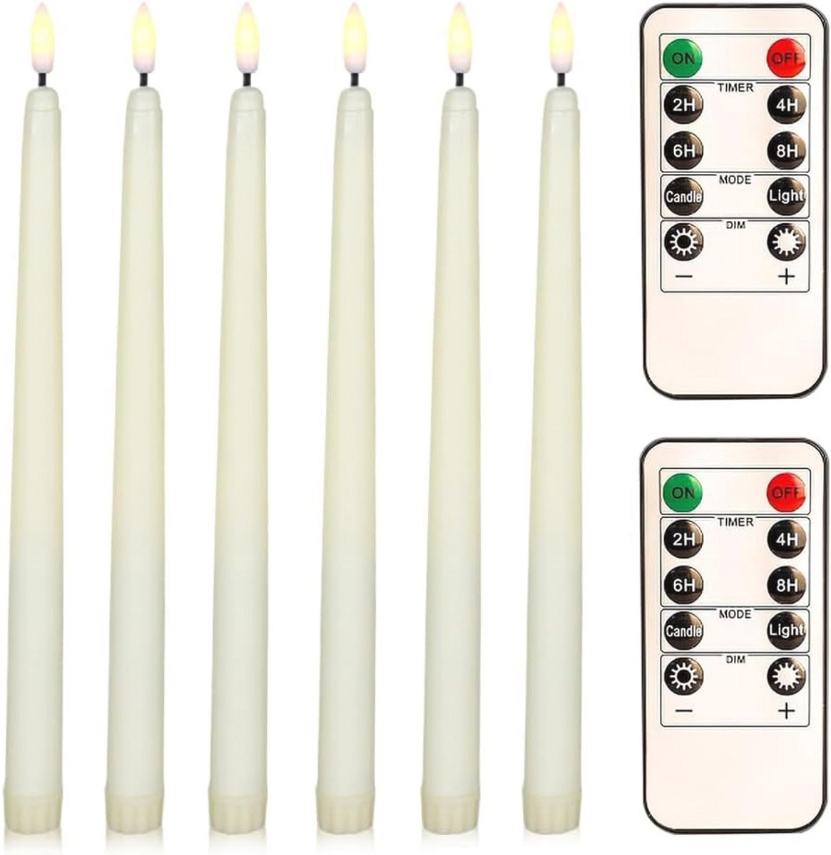 Set van 6 vlamloze LED-kaarsen met afstandsbediening voor binnen