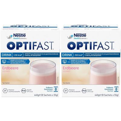 2x Optifast Drink Erdbeere Pulver 2x8x55 g