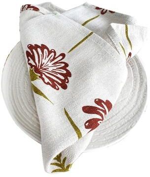 French Home Set of 4 Tropical Garden Napkins - Crimson & Chartreuse