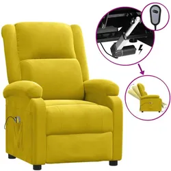 vidaXL, Massageliege + Massagesessel, Elektrischer Massagesessel Gelb Samt