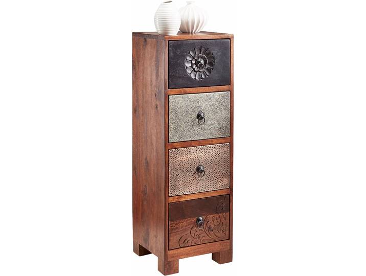 Kommode GOODPRODUCT Mahar , bunt (braun, bunt), B:30cm H:90cm T:30cm, Sideboards, Kommode, Breite 30 cm mit Metallfronten