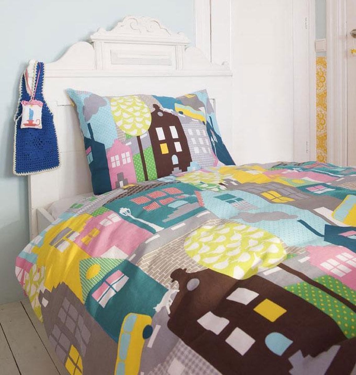 Beddinghouse Kids dekbedovertrek Houses - Roze - Eenpersoons - 140 x 200 cm