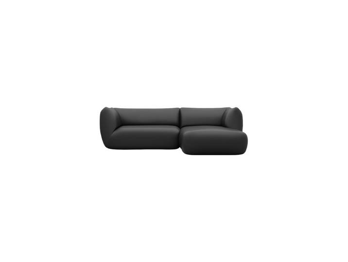 3/4-Sitzer Design Echtleder Ecksofa „Amalfi“ Echtleder Schwarz BLOOMINGLOFT Collection