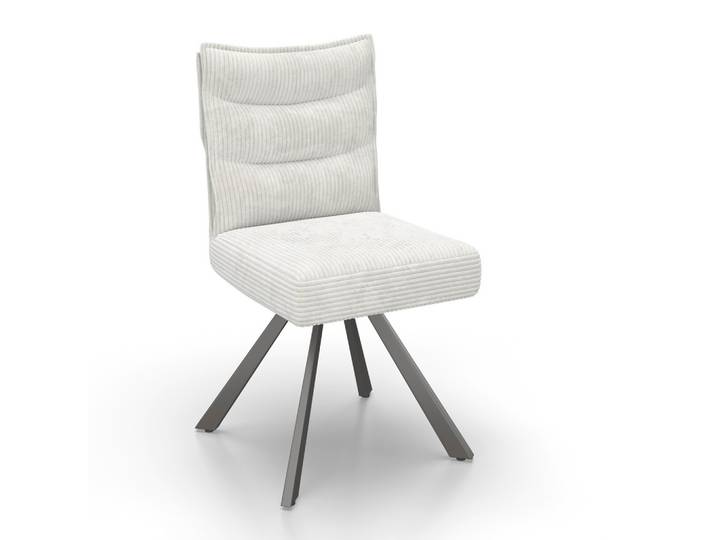 Stuhl Fina Beige Cord Drehbar Gepolstert