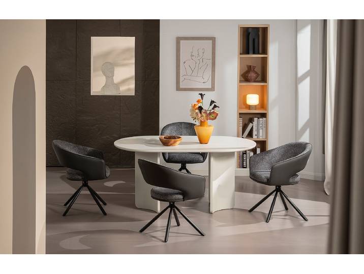 Drehbarer Armlehnenstuhl POWLO 2er-Set 58 x 83 x 62cm Grau