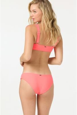 O'Neill s Saltwater Solids Blue Lagoon Full Bikini Bottoms in Fiery Coral, Size Large, Elastane/Polyamide