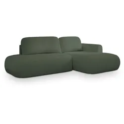 ECKSOFA NUVIRA R-S Grün Boucle-Stoff mit Schlaffunktion