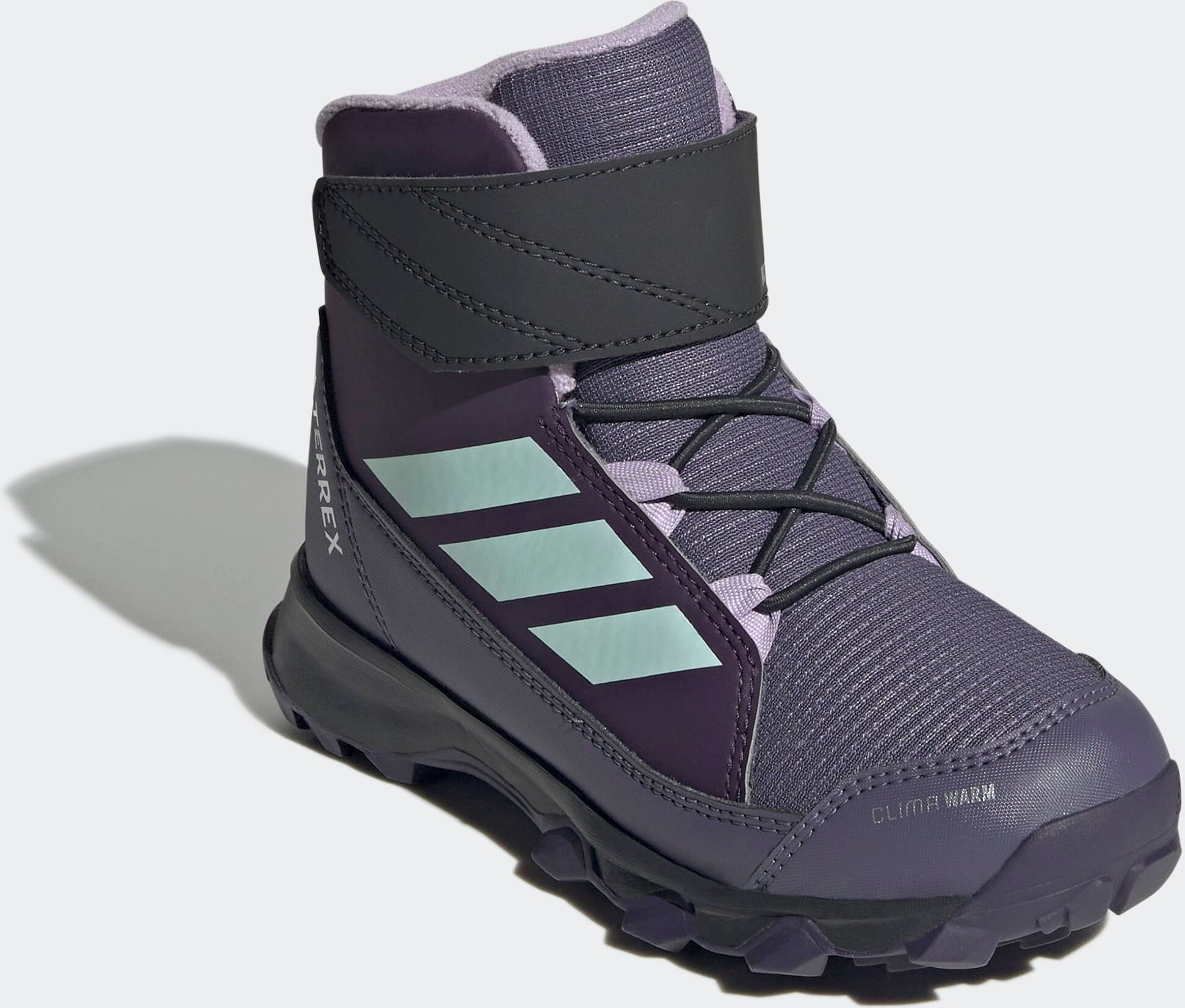Winterboots ADIDAS TERREX "SNOW CF CLIMAWARM KINDER", Kinder, Gr. 40, lila (aurora plum, semi flash aqua, powder plum), Synthetik, Textil, Schuhe Winterboots, Winterboots aurora plum, semi flash aqua, powder plum 40