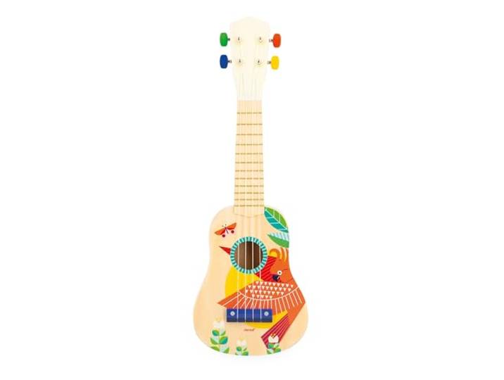 Janod Gioia Ukelele van hout, muziekinstrument voor kinderen, imitatie en muzikale stimulatie, waterschildering, vanaf 3 jaar, J07652