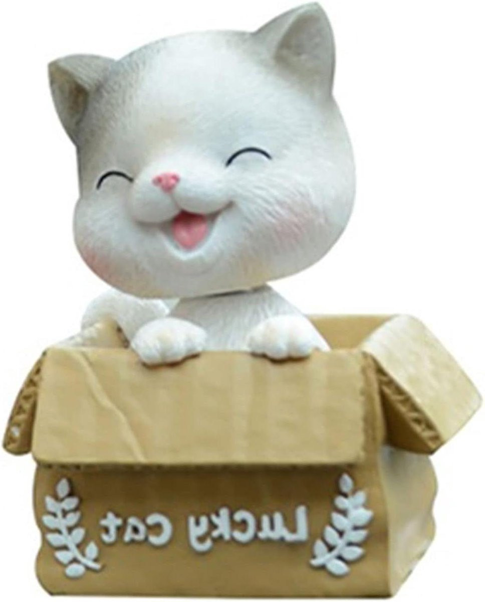 Grijs Kattenbeeldje - Zittende Miniatuur Kat voor Woningdecoratie - Hoogte: 8.5 cm