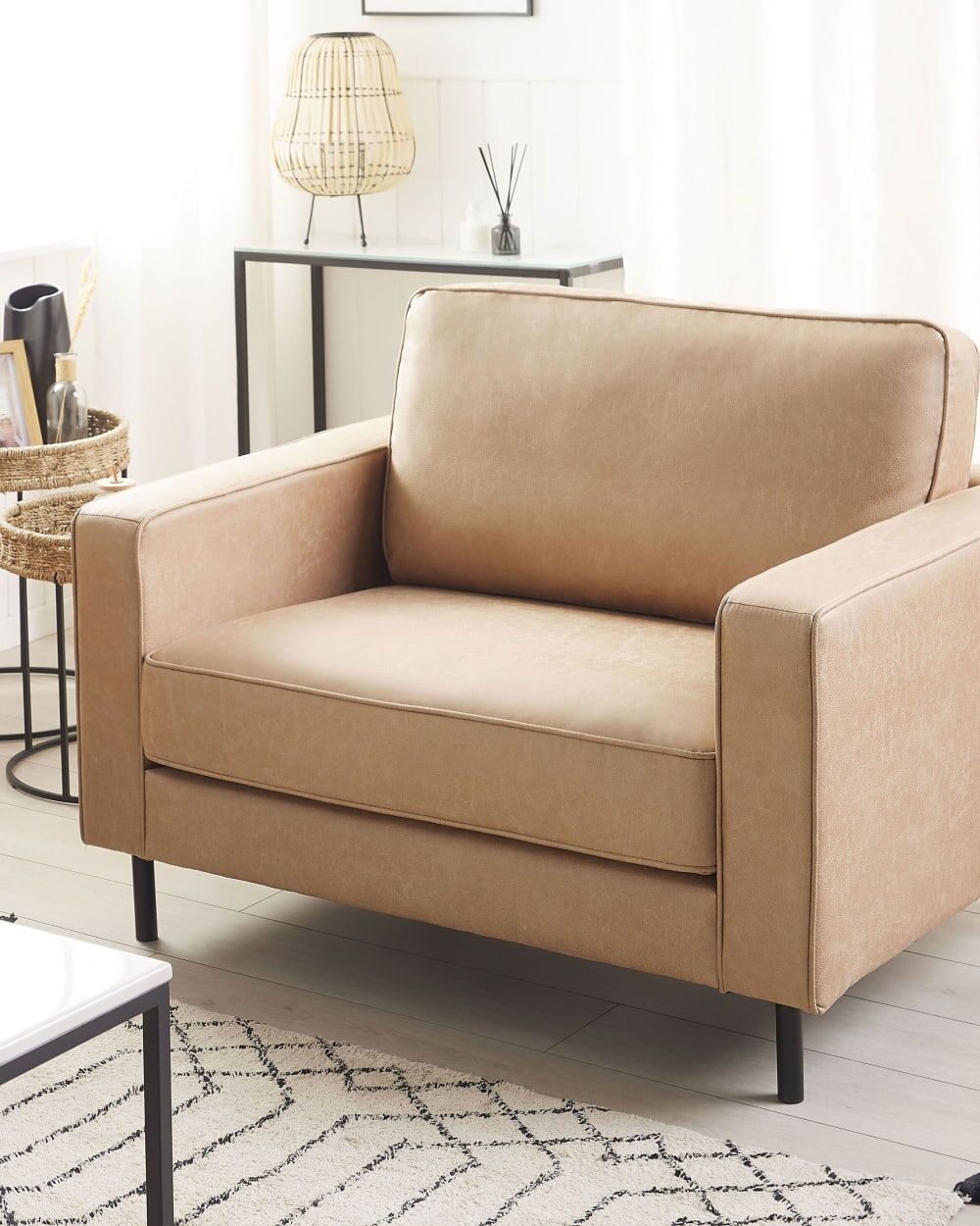 Beliani Sillón  piel sintética beige