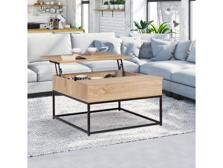 IDMARKET Table basse plateau relevable carrée DETROIT design industriel
