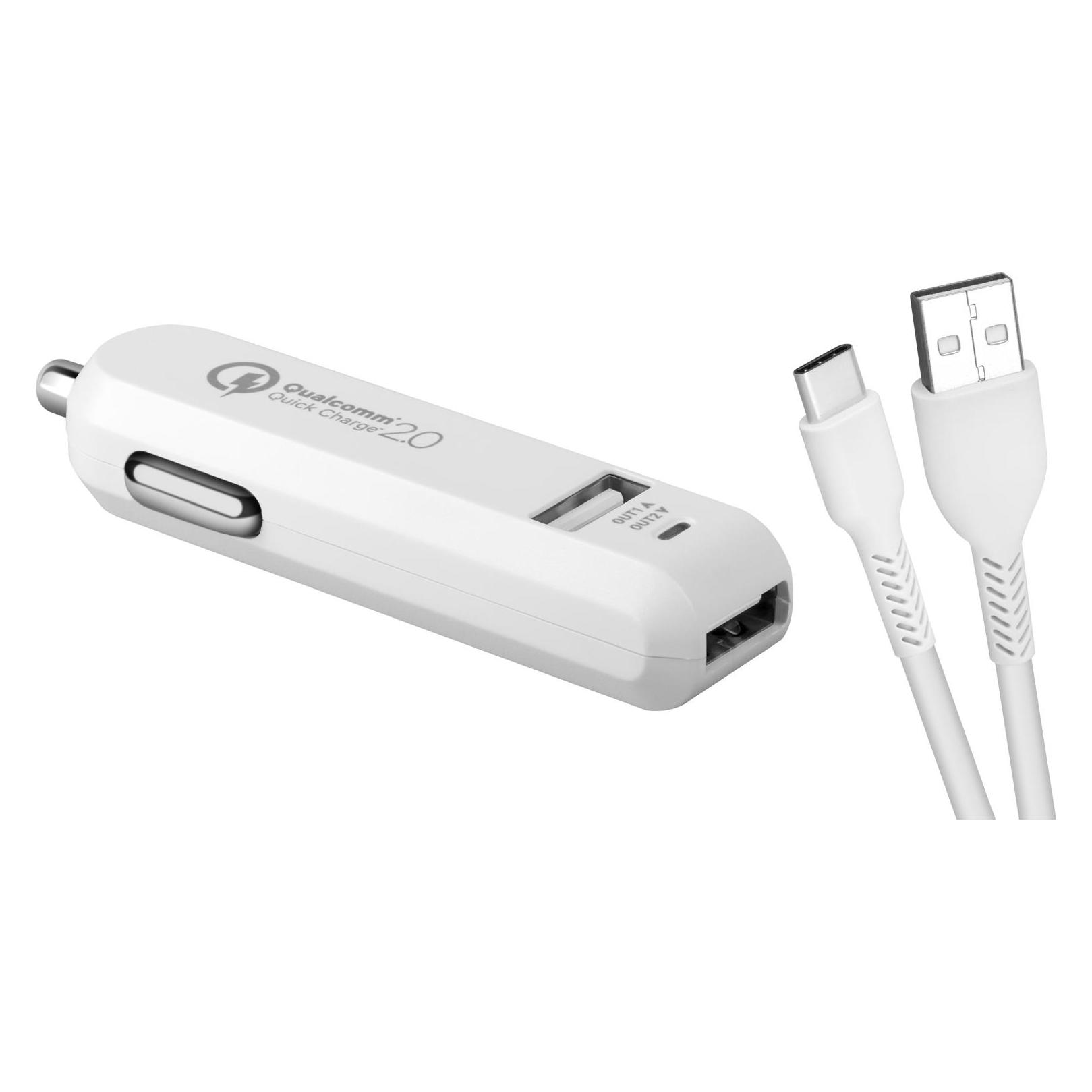 Avacom CarMAX 2 nabíjeÄka do auta 2x Qualcomm Quick Charge 2.0, bílá barva (USB-C kabel) (08150KVG)